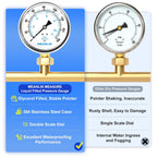 MEANLIN MEASURE 0~160Psi Stainless Steel 1/4" NPT 4" FACE DIAL Liquid Filled Pressure Gauge WOG Water Oil Air Lower Mount, with 1/4" x 1/2" NPT and 1/4" x 3/8" NPT Hex Bushing