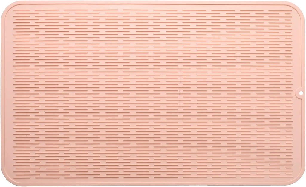Silicone Dish Drying Mat for Multiple Usage,Easy clean,Eco-friendly,Heat-resistant Silicone Mat for Kitchen Counter or Sink,Refrigerator or Drawer Liner Pink 3XL 28 inches x 18 inches