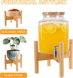 Bamboo Drink Dispenser Stand Adjustable Sideways to Fit 8-11 Inch Glass and Plastic Water Dispensers, Water Dispenser Holder for 1-2 Gallons Drinks Beverages Lemonades and Juices Jug Container