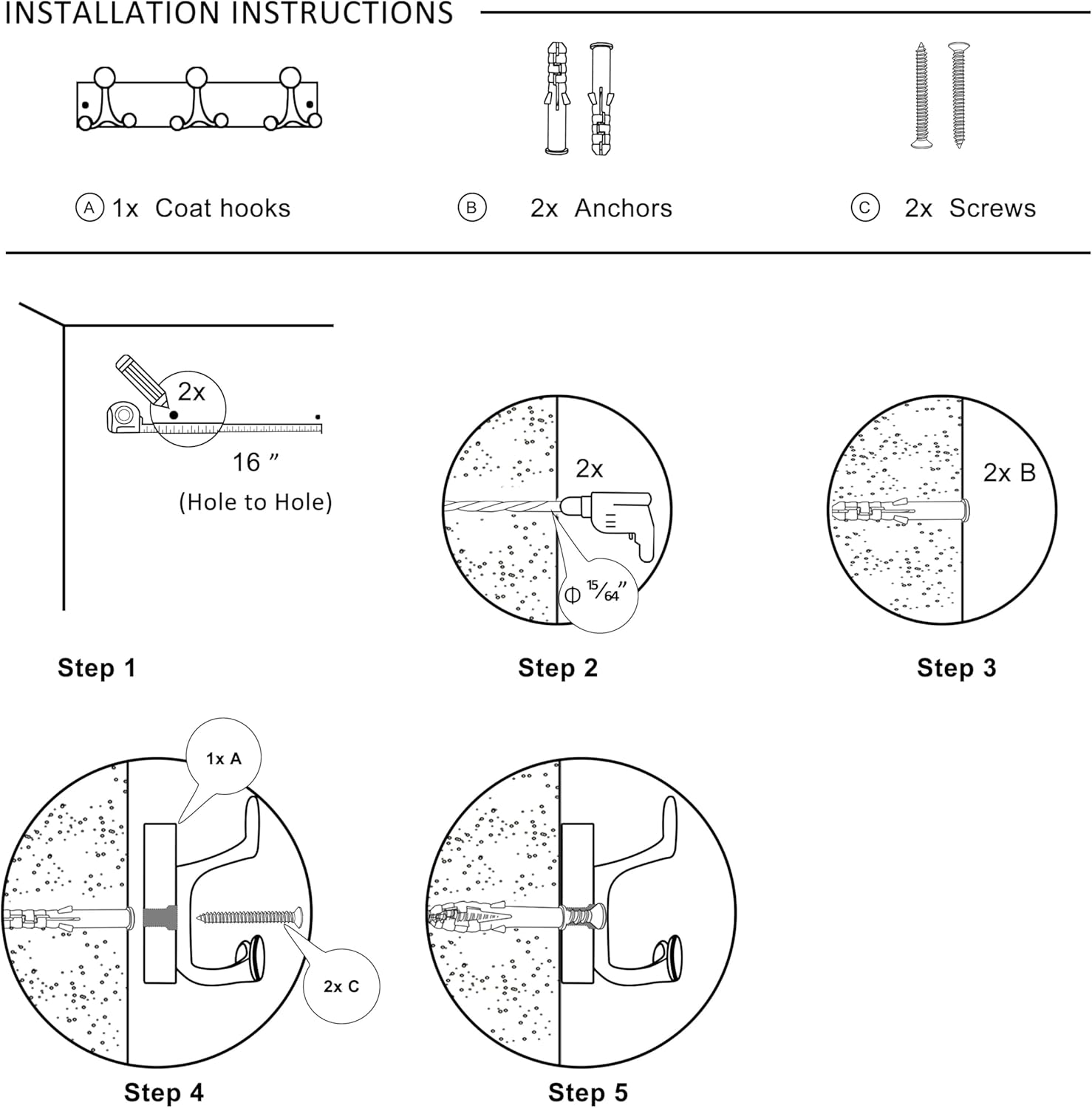 SKOLOO 17-Inch Wood Burnt Coat Rack Wall Mount with 3 Triple Hooks - Ideal for Family Entrances, Classrooms, and Pet Supplies Storage - Perfect Coat Hooks for Wall, Pack of 2