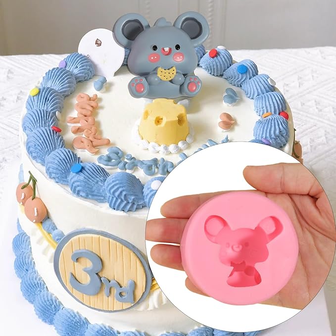 1 Pcs Cute Mouse Candy Silicone Mold, Cute Animal Chocolate Fondant Mold, for Theme Party Cake Decoration Kitchen Baking Bread Biscuit Making Dough Gum, Resin Crafts Clay Plaster
