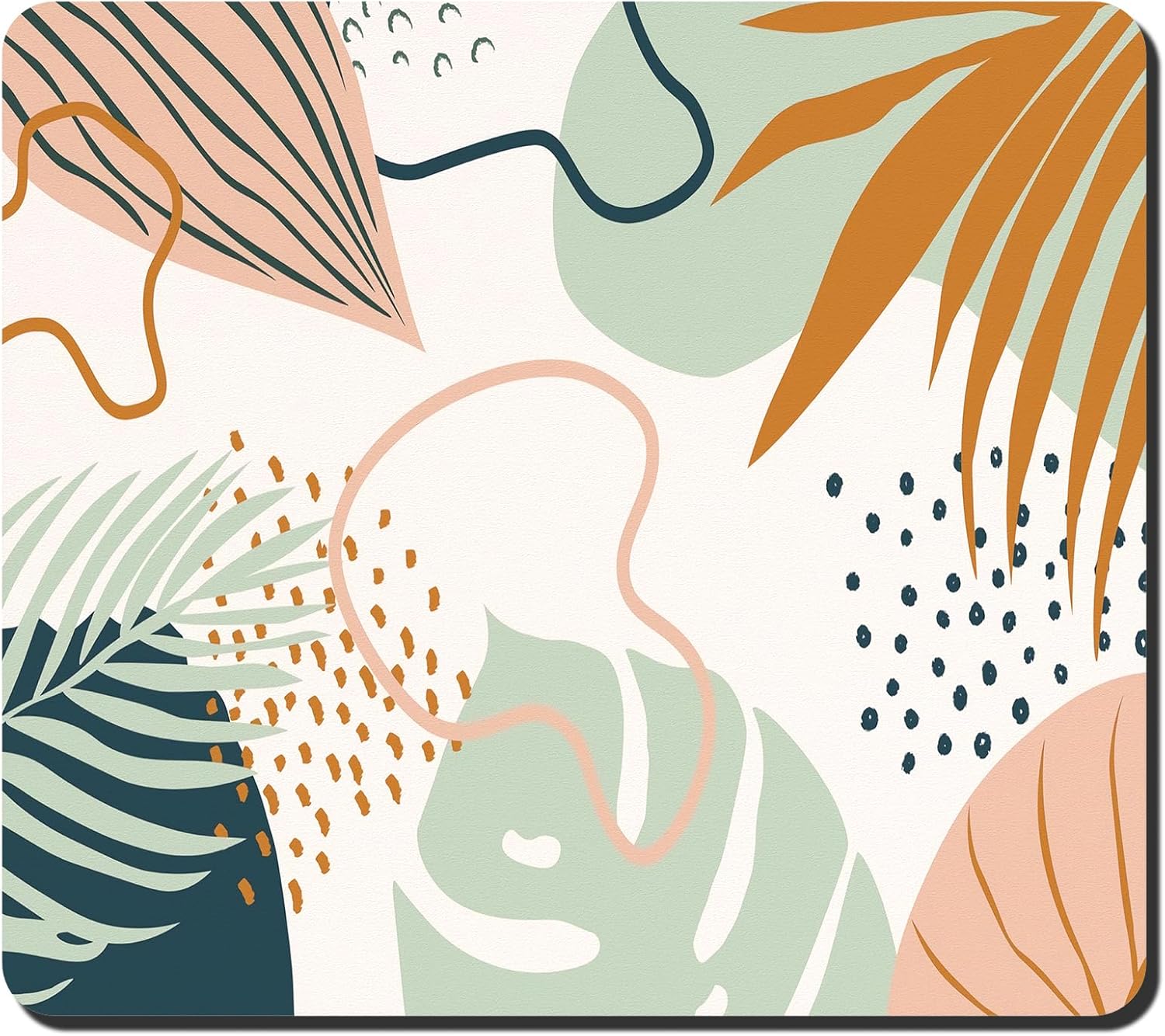 Rnivvi Dish Drying Mat for Kitchen Counter, 16 x 18" Cute Boho Theme Absorbent Heat Resistant Drying Pad with Non-slip Rubber, Coffee Bar Mats for Coffee Machine Dish Rack, Tropical Leaves