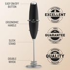 Zulay Kitchen Patented Tornado Triple Whisk Milk Frother with 2 Duracell Batteries – Handheld Foam Maker for Coffee, Lattes, Matcha & Hot Chocolate – Rich, Creamy Froth in Seconds