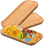2 Pack Bamboo Trays Cheese Plate,10 Inch Rectangular Food Serving Saucer Wood Platte for Serving Food for Charcuterie Tea Coffee Snack Bread Fruit Appetizer Plant Pot
