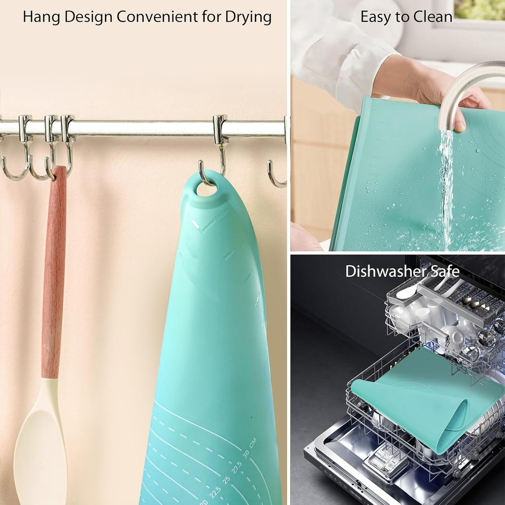 24"X16" Silicone Baking Mat Extra Large Non-stick Pastry Mat with High Edge, Dough Rolling Board for Pastry, Macarons, Pies, Bread, Cookies, Pizza, Fondant, Pasta, Food Grade Silicone Baking Supplies