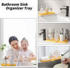 Silicone Bathroom Soap Dishes with Drain Spout-Bathroom and Kitchen Sink Organizer,Sponge Holder,Dish Soap Tray,Perfect for Dispenser,Scrubber,Bottle,Cup on Sink or Counter-Yellow 12"×4"