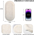 Koville Marble Tray for Bathroom Countertop, 12"x6" Beige Marble Vanity Storage Trays for Perfume, Cosmetics, Jewelry, Stone Tray for Kitchen, Decorative Trays for Dresser Organizer