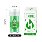 Green Edible Glitter for Cocktails - 6g Green Luster Dust Edible Drink Glitter Food Grade Metallic Shimmer Powder Sprinkles for Beverage Cake Chocolate Candy