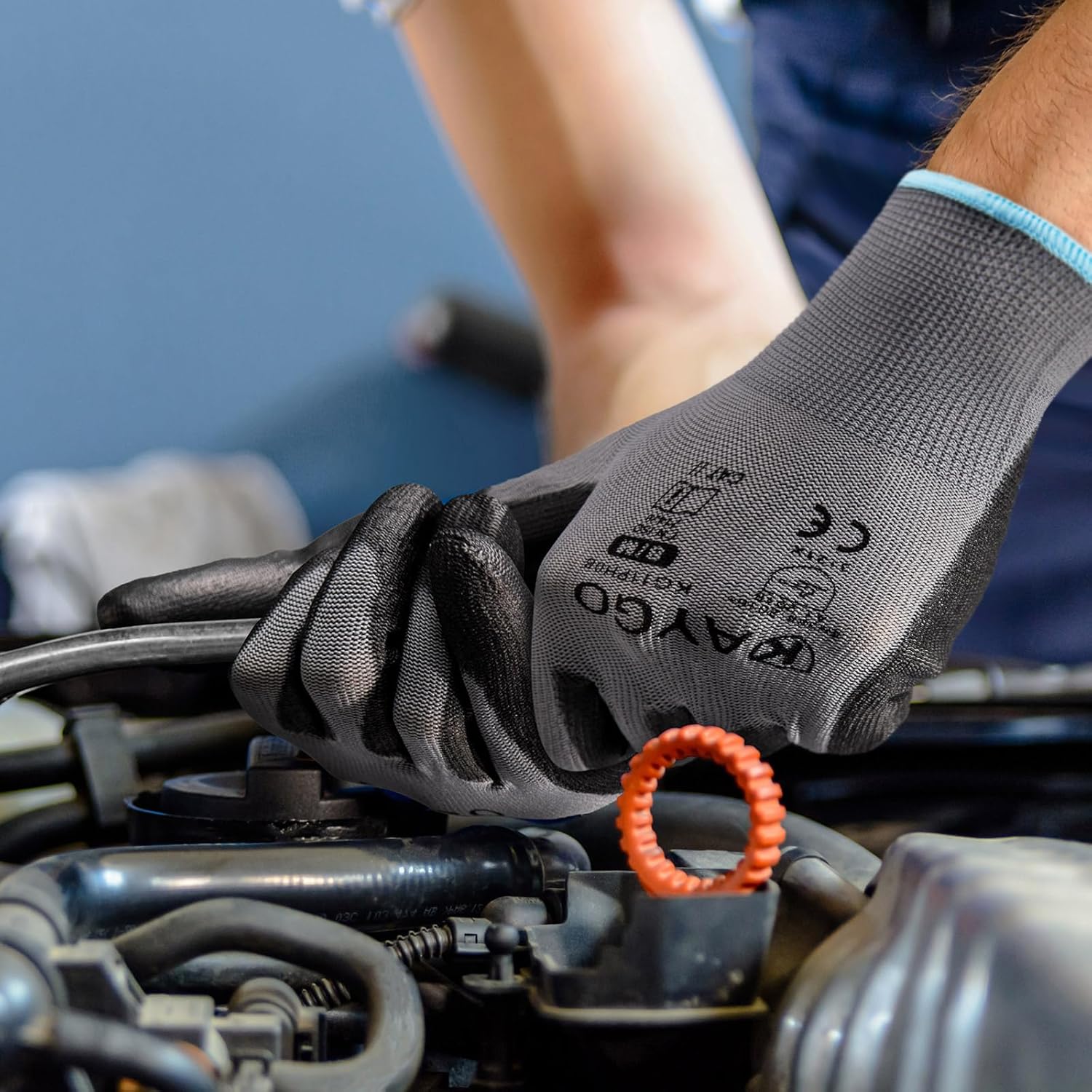 KAYGO Safety Work Gloves PU Coated-12 Pairs, KG11PB, Seamless Knit Glove with Polyurethane Coated Smooth Grip on Palm & Fingers, for Men and Women (2X-Large, Grey)