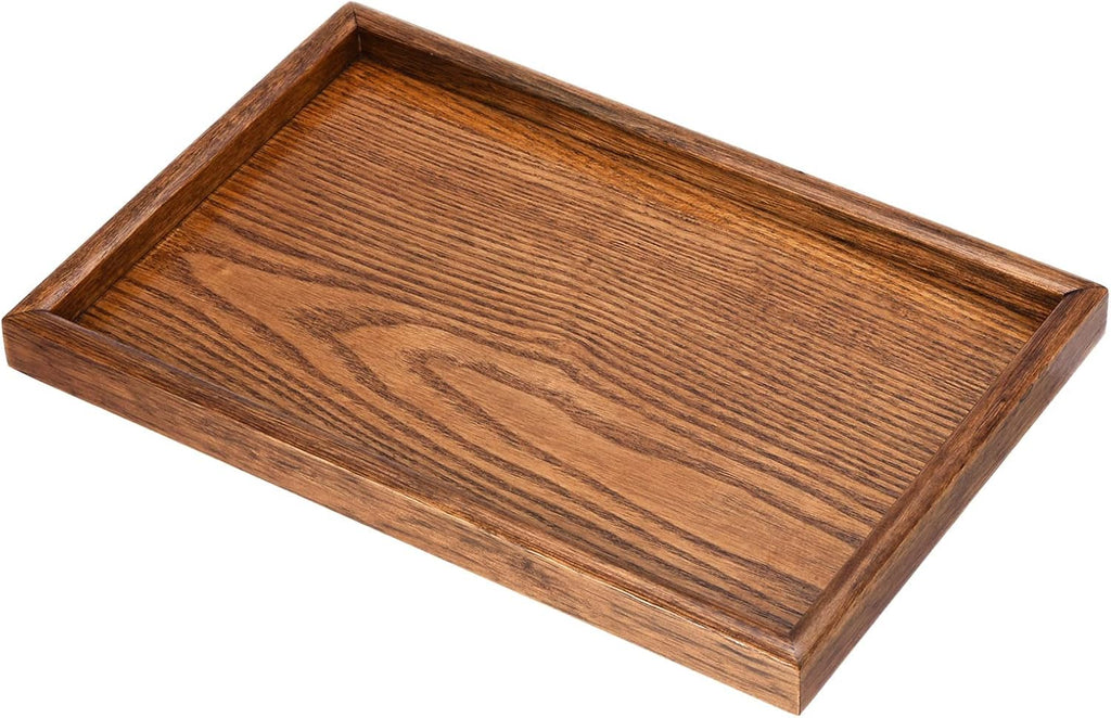PATIKIL Wood Serving Tray 30x20cm/12x8 Inch Outer Base, Rectangular Decorative Platter for Home Decor Kitchen Table Candle Holder, Brown