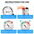 MEANLIN MEASURE -30inHG~0Psi Vacuum Pressure Gauge 1/4" NPT 2.5" FACE DIAL, Stainless Steel Liquid Filled Pressure Gauge WOG Water Oil Air Lower Mount (with 2PCS Snaps)