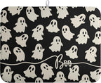 Halloween Ghosts Dish Drying Mat Black and White Large Kitchen Mats Dish Drying Pad Absorbent Dish Dryer Mat for Kitchen Countertops Microfiber Drainer Pad Dish Drying Mats (18x24 in)