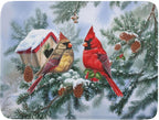 Winter Red Cardinal Bird Dish Drying Mat for Kitchen Counter,Holly Berry Branches Xmas Snowflake Cabin Drying Mat 18 x 24 Inch with High Absorbent Microfiber Drainer Mat for Coffee Bar