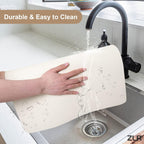 ZLR Coffee Mat - 16" x 24" Extra Large Kitchen Hide Stain Absorbent Dish Drying Mat for Countertop - Easy to Clean Coffee Bar Mat for Espresso Machine and Spill Protection - Creamy