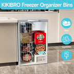 Freezer Organizer Bins - Fit 10 to 20 Cu.FT Deep Freezer, Stackable Chest Freezer Organizer Sort Frozen Food and Easily Get with Handle, 4 Pack Chest Freezer Bins