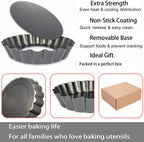 Tart Pans 4 Inch with Removable Bottom Fluted Pie Tart Pans, Round Non-Stick Pan Quiche Pan, for Baking Pizza Mousse Cakes, Christmas Dessert