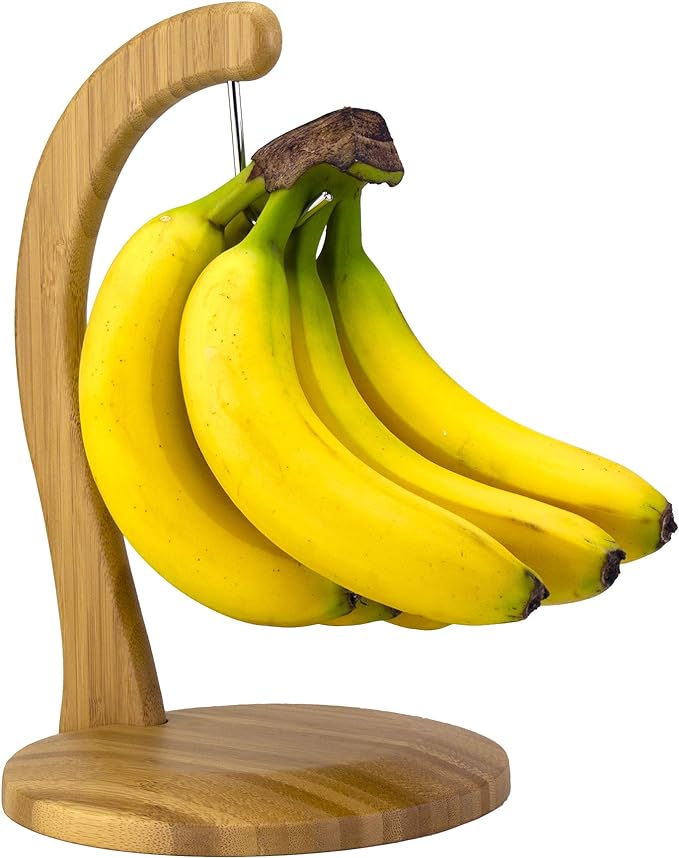 Totally Bamboo Banana Holder – Wooden Banana Stand and Hanger for Countertop Fruit Storage, Durable Bamboo Banana Hook for Even Ripening and Easy Access