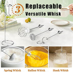 Nahida Rechargeable Milk Frother Wand for Coffee Include Stand - White