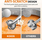 KOIOS Immersion Blender, 1000W Anti-scratch 3-in-1 Hand Blender, Upgraded 12 Speed Stainless Steel Blade Stick Blenders with Turbo Mode, Whisk and Milk Frother, Non-BPA