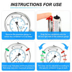 MEANLIN MEASURE 0~100Psi Stainless Steel Liquid Filled Pressure Gauge 2.5" FACE DIAL 1/4" NPT for Well Pump Tire Water Pressure Tester Lower Mount with Stainless Steel Hex Bushing and Snaps
