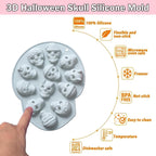 Halloween Chocolate Mold Silicone,12 Cavity Candy Gummy Mold with Pumpkin Wizard Hat Bat Spider Tombstone for Baking Chocolate Jelly Gummy Dessert 2pcs