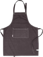 AMOUR INFINI Cotton Solid Aprons for Women with Pocket, Adjustable Strap and Waist Ties Washed Chef Aprons for Cooking, Baking and Gardening (27.5x33 Inches - Brown)