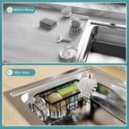 StorageRight 4-in-1 Sponge Holder for Kitchen Sink, Kitchen Organizers and Storage with Adhesive Hook & Suction Cups, Rustproof Sink Caddy for Kitchen Decor, Kitchen Sink Organizer - Black