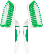 2-Pack Scrub Brush for Cleaning with Long Handle,Medium Firm Brush Bathroom Cleaning Supplies and Bathtub Cleaner and Shower Cleaning Brush,Multi-Scene Use for Kitchen or Carpet Brush,White&Green