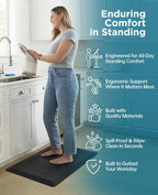 Ophanie Kitchen Mats for Floor, 3/4 Inch Thick Kitchen Rugs, 24'' x 70'' Anti Fatigue Standing Cushioned Mat, Waterproof,Comfort Ergonomic Mat for Office, Home, Sink, Black Non-Slip Bottom