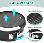 SHIKORI Cake Pan Set for Baking, Non-Stick Springform Pans Set of 3 (4, 7, 9 inch), Round Cake Pans,Cheesecake Pan, Leak-Proof Cake Pans with Removable Bottom-Black 3 Pcs