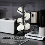 Bat Mug Holder Tree - 8 Hooks Coffee Mug Rack - Gothic Home Decor Wood Coffee Mug Tree for Countertop - Coffee Cup Holder for Halloween Kitchen Organizer & Coffee Bar Accessories, Black