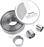 12 Pieces Round Cookie Biscuit Cutter Set,Graduated Circle Pastry Cutters,18/8 Stainless Steel Cookie Cutters and Donut Cutter Ring Molds