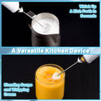 Tonjin Milk Frother with USB-C Rechargeable Wand & 2 Stainless Whisks, Upgraded 3 Speeds Electric Drink Mixer for Coffee, Egg, Matcha