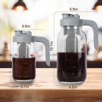 Cold Brew Coffee Maker Pitcher,32 Oz Glass Mason Jar Pitcher with V-shaped Pour Spout Handle Lid,Stainless Steel Filter for Iced Coffee,Iced tea,Breast Milk,Fruit Drinks,lemonade-Gray