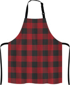 Black and Red Buffalo Plaids Bib Apron with Adjustable Neck for Men Women,Suitable for Home Kitchen Cooking Waitress Chef Grill Bistro Baking Apron