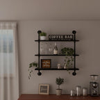 Industrial Pipe Shelf Shelving Bookcase, Wall Mounted Rustic Bookshelf, Floating Bookshelves for Wall,Retro Wood Metal Pipe Industrial Shelves for Living Room