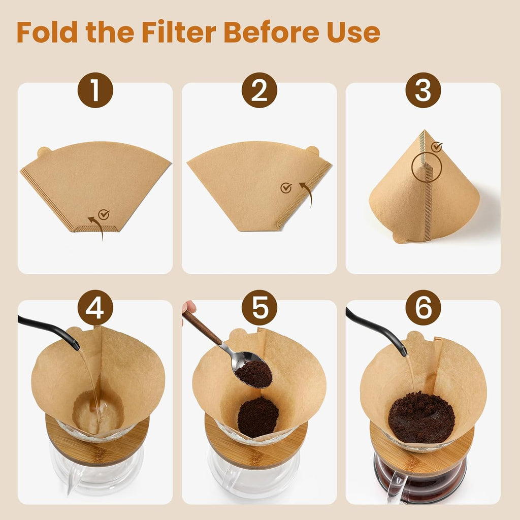 #4 Cone Coffee Filters 8-12 Cup, 400 Count Unbleached Natural Coffee Paper Filters, No Blowout, Disposable Coffee Filter for Pour Over and Drip Coffee Maker