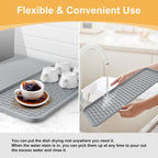 Silicone Coffee Mat, 24'' x 16'' Bar Mat with Detachable Dish Drying Mat for Countertops, Fits Under Coffee Maker, Machine, Espresso Machine, Dish Rack