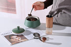 Retro Kitchen Canisters Ceramic Food Storage Jar Roud Shape with Silicone Airtight Lid for Tea, Coffee, Nuts, Herb, Spice, Sugar (Low Green)