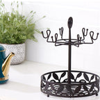 Coffee Mug Holder with Coffee Pod Basket Storage, Rotatable 6-capacity Cup Mug Holder Tree, Coffee Counter Bar Accessory & Kitchen Organizer