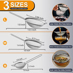 Anaeat Fine Mesh Strainers - Premium Stainless Steel Colander Sieve Sifters, with Durable Mesh and Sturdy Handle, Excellent for Sifting Dry ingredients, Flour, Pastas, Rice, Tea (2.8"+4.73"+7.09")