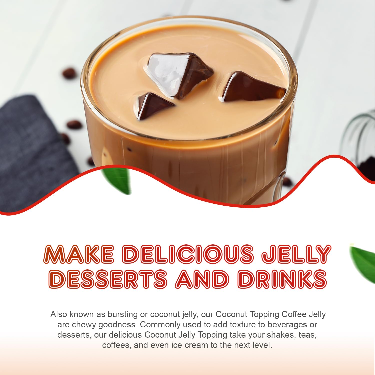 Fanale Coconut Jelly Topping nata de coco for Boba Tea | Ice Cream | Yogurt | Smoothie | Milk Tea | Desserts Coffee Jelly, 7.26 pound (Pack of 4)| JEL011-CS