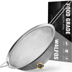 Walfos 9 Inch Large Fine Mesh Strainer, Kitchen Metal Food Strainers with Sturdy Handle, Stainless Steel 30 Mesh Sieve Sifters for Rice, Quinoa, Pasta, Fruits, Vegetables, etc.