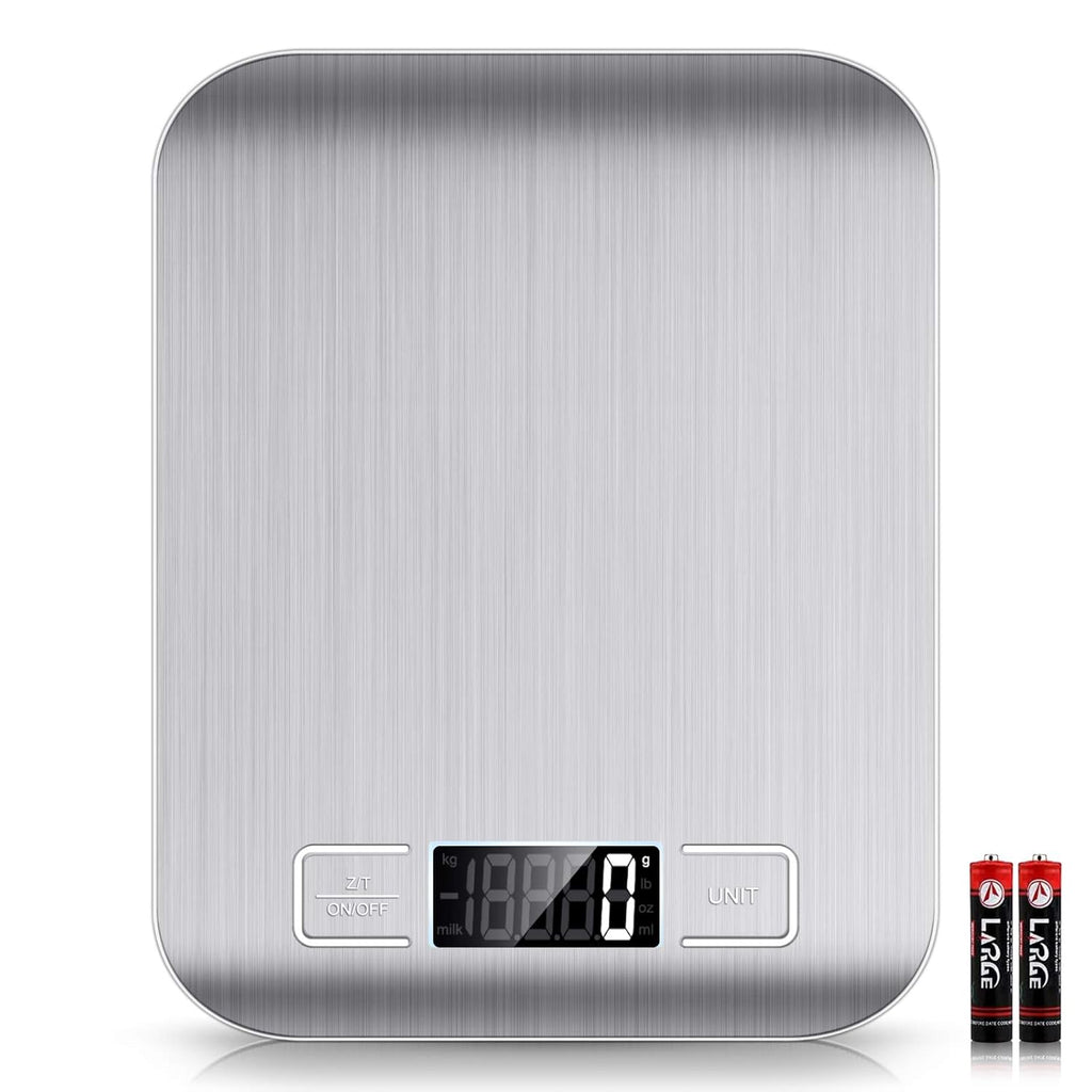 Mik-Nana Food Scale, 22lb Digital Kitchen Scale Weight Grams and Oz for Baking and Cooking, 1g/0.1oz Precise Graduation, Easy Clean Stainless Steel