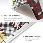 Christmas Dish Drying Mat for Kitchen Counter 16”x18” Christmas Tree Buffalo Plaid Dish Draining Mat Ultra Absorbent Microfiber Pad Holiday Mats Fast Drying Mat Table Protector for Countertop Bar