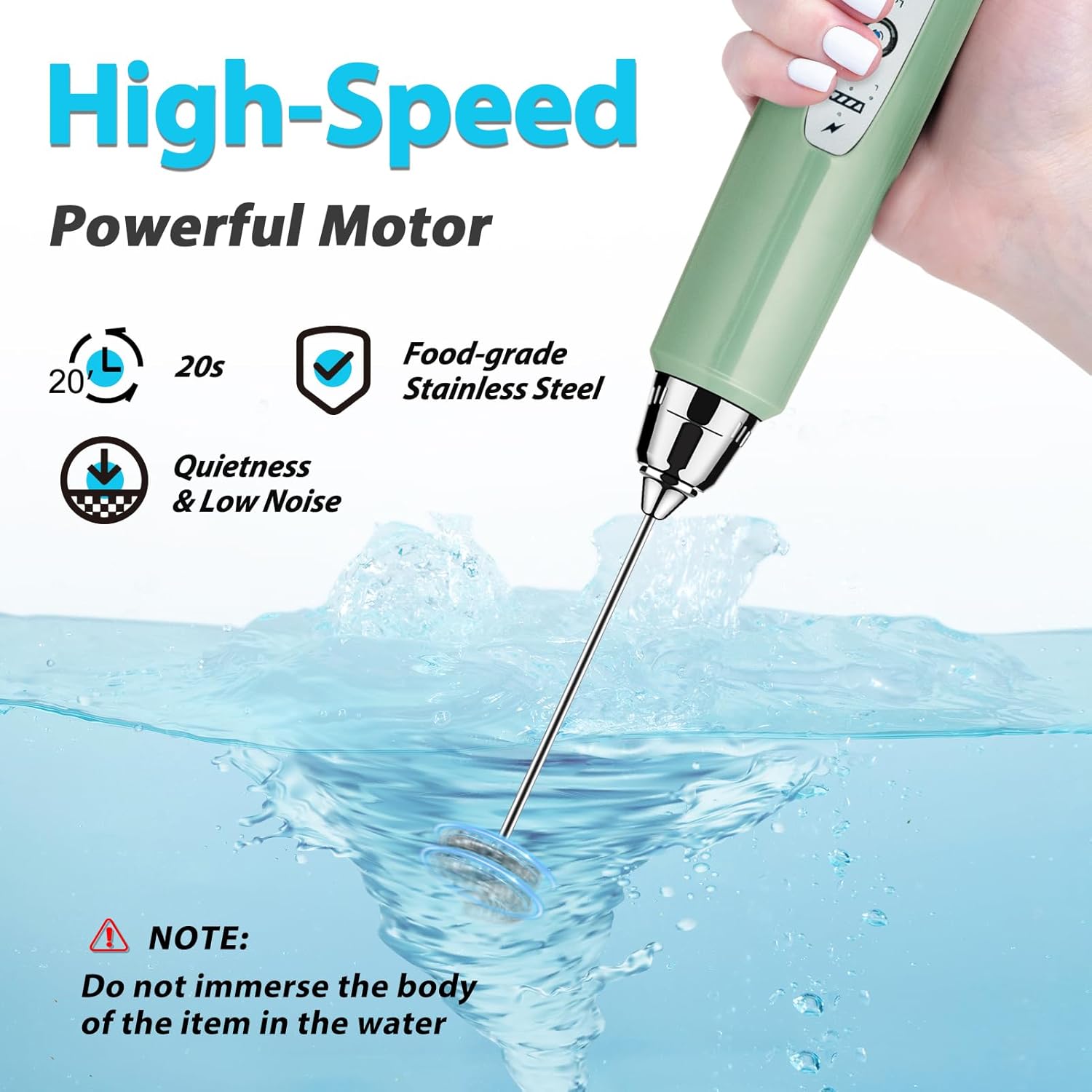 Milk Frother Rechargeable Handheld-Electric Whisk 3 Speed Adjustable, Coffee Frother Wand with 3 Stainless Whisks, Electric Foam Maker, Drink Mixer Blender for Latte Cappuccino Matcha Egg