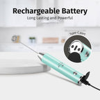 Zulay Kitchen Lux Rechargeable Milk Frother Handheld - Powerful 2-Speed Motor, Fully Waterproof, 2000mAh Battery - Drink Mixer For Latte, Cappuccino, Matcha, Protein Powder - Sky Blue