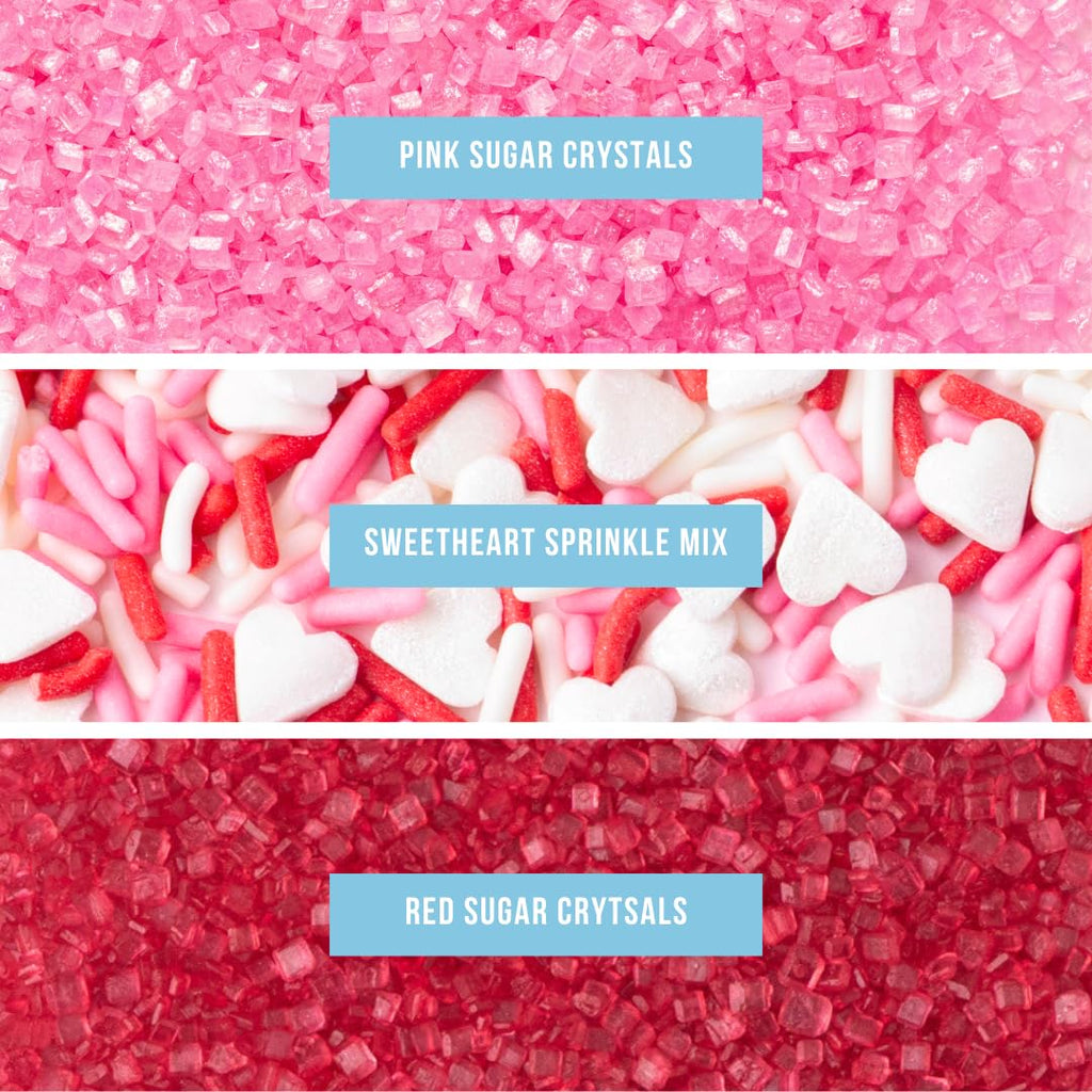 Sweets Indeed Frosting Kit plus Sprinkles Frosting Tubes nozzles 11.71 ounces Perfect for baking and cookie decoarting (Vday Decorating Kit)