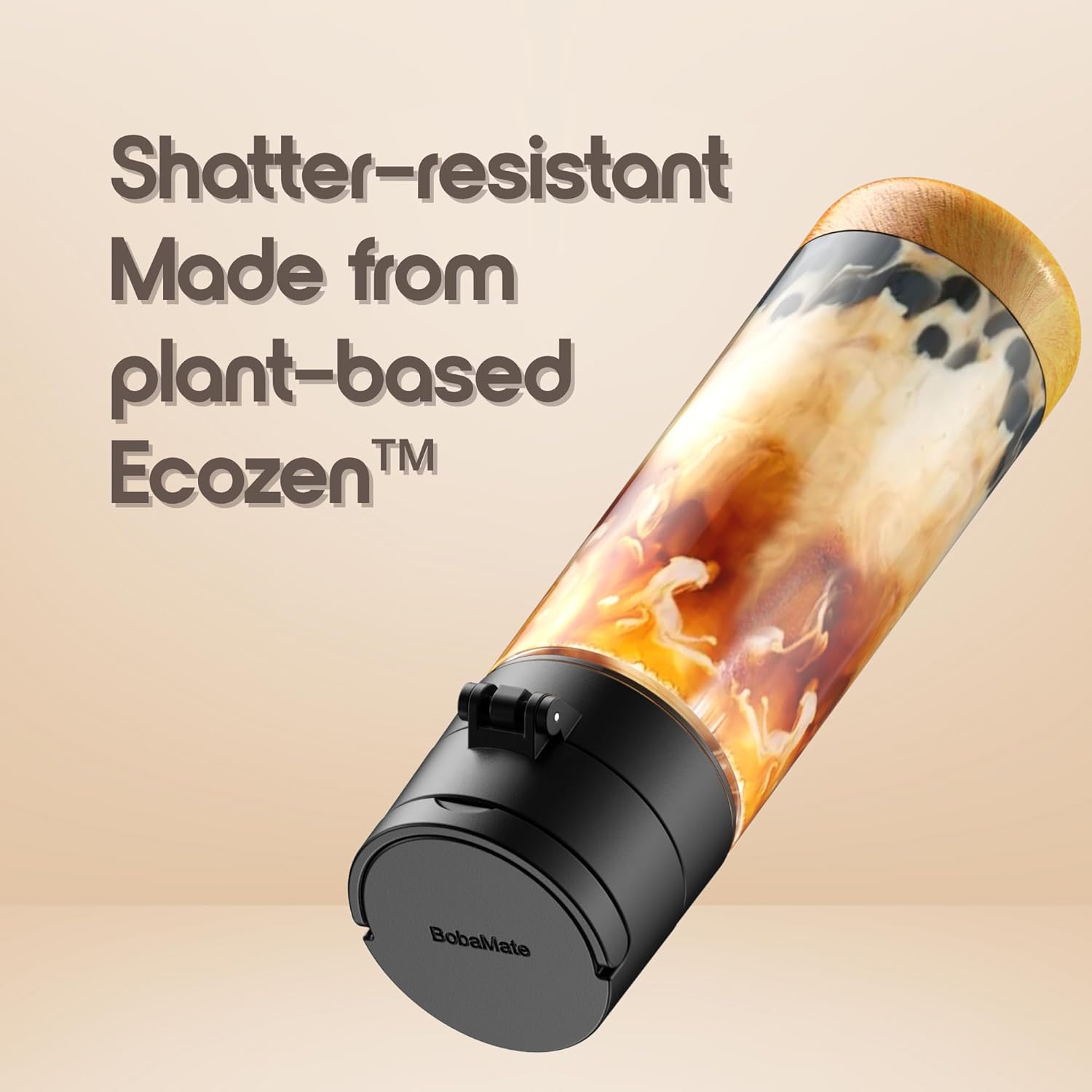 BobaMate® 25 oz Reusable Boba Cup & Tumbler with Lid, Straw, & Handle – Iced Coffee, Smoothie, Iced Matcha Cup – Spill-Proof, Shatter-Resistant, BPA-Free – Ube