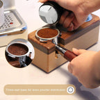 Espresso Distributor Stainless Steel Coffee Distribution Tool,Adjustable Depth Espresso Distributor Leveler with Walnut Wood,3 Angled Slopes Adjustable Palm Espresso Distributor Tool